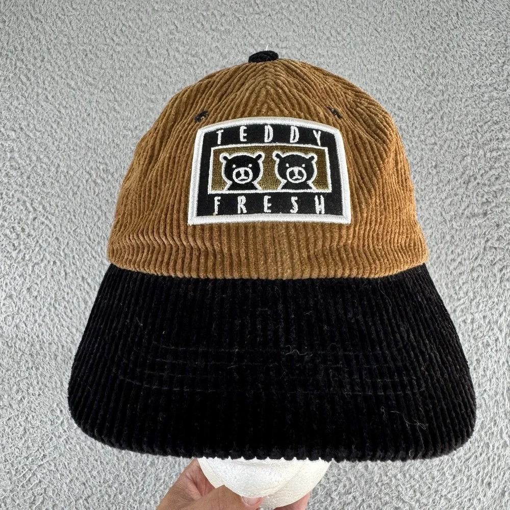 Teddy Fresh Hat Adult Brown Corduroy Two Teds Strap Back Baseball Cap Adjustable